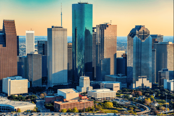 The skyline of Houston, Texas, taken from an aerial camera. (1)