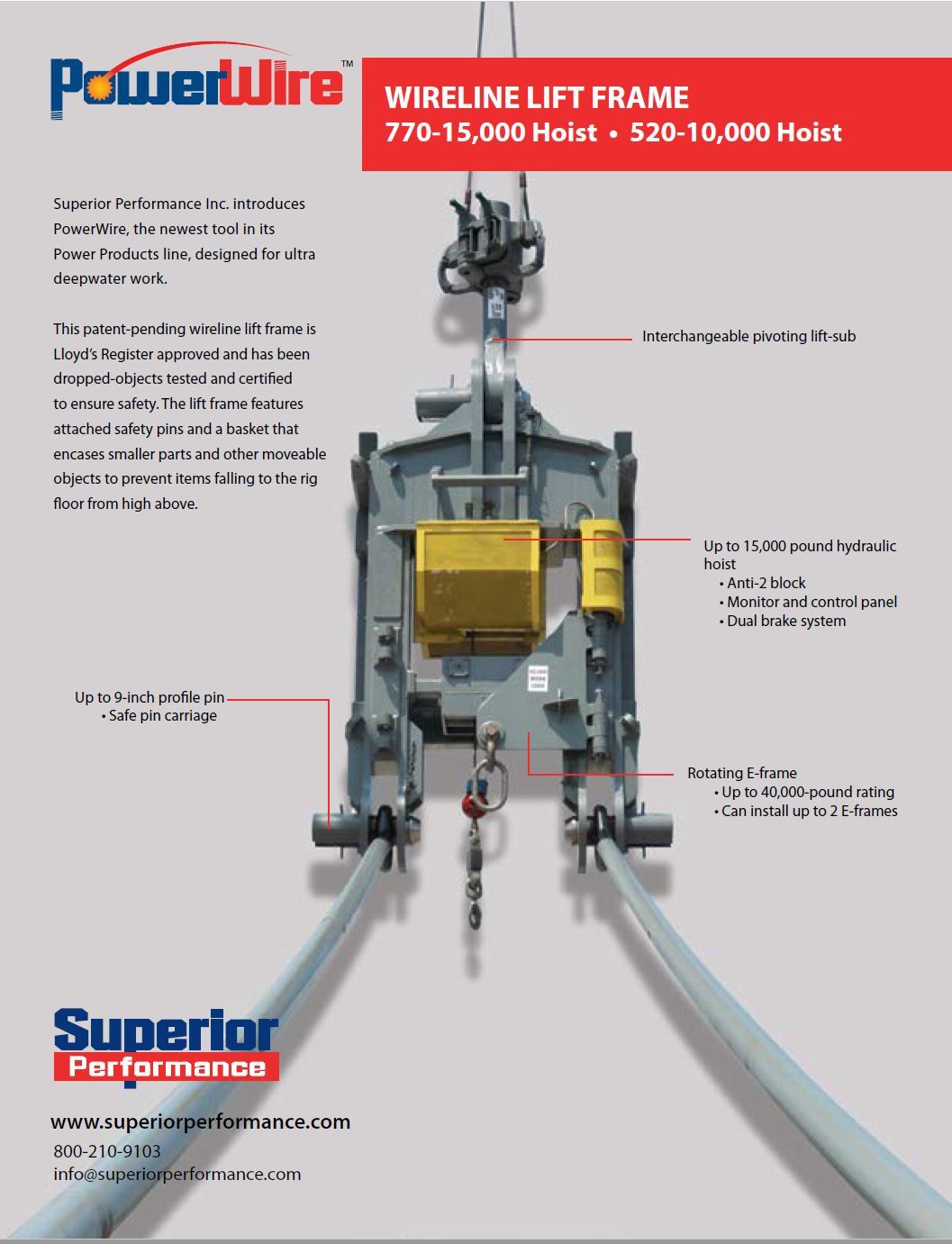 PowerWire Wireline lift frame