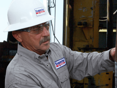 A field Service supervisor from Super Performance performing checks on an oilrig (1)